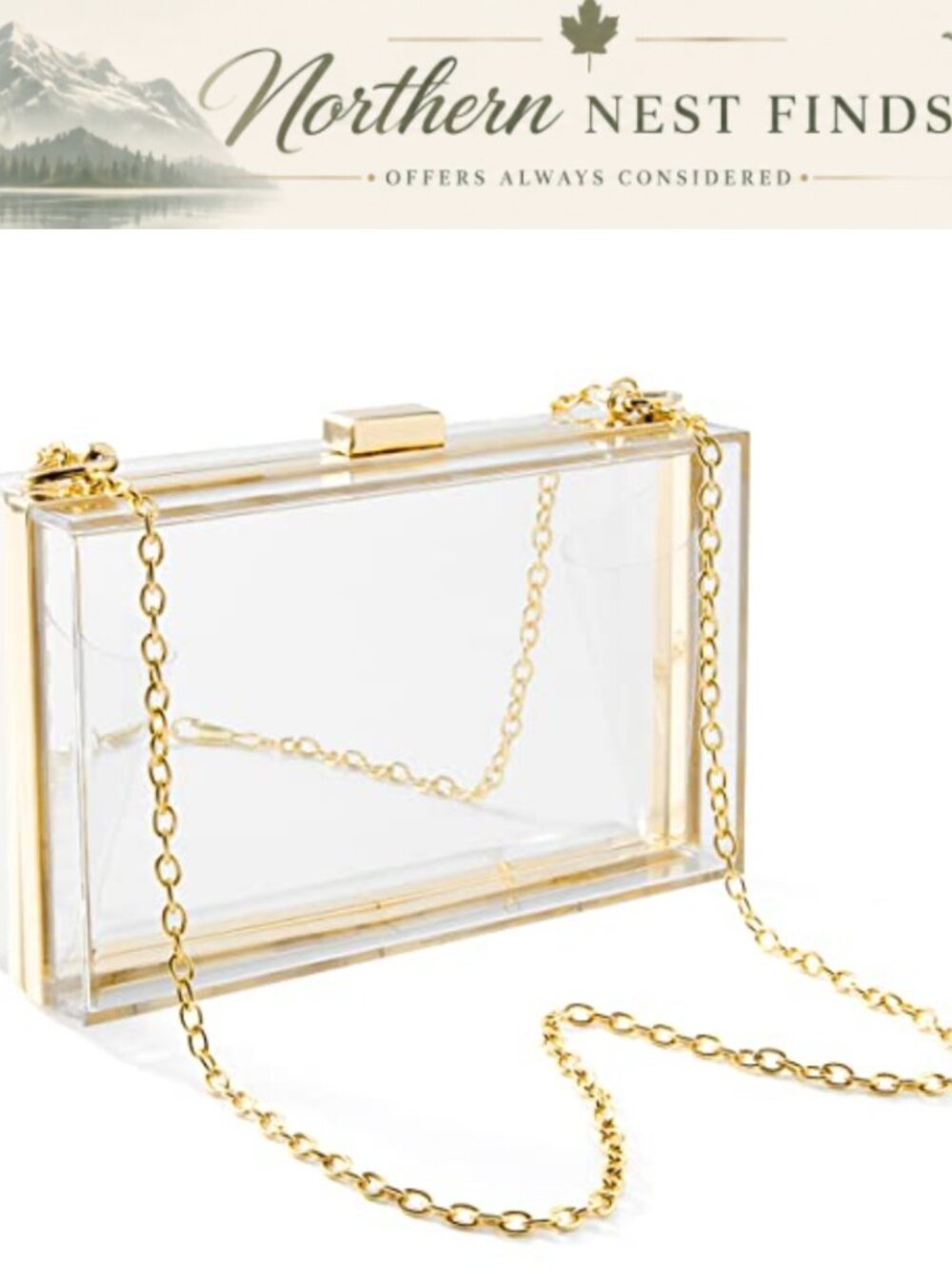 Clear Acrylic Crossbody Box Clutch Detachable Chain Strap